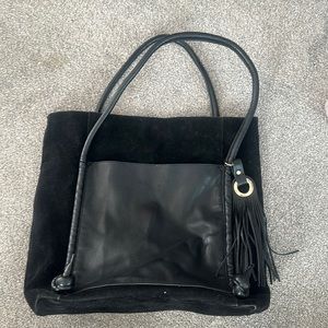 Large Black Suede Tote
